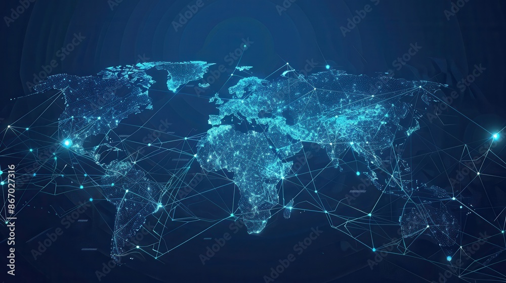Aufkleber a minimalist world map with highlighted travel routes, perfect for travel agencies and booking servi