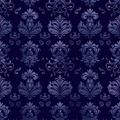 dark blue Floral royal pattern seamless.