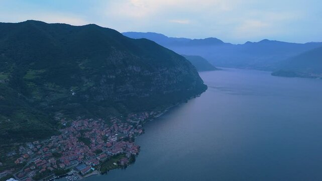 4K aerial videos of the town of Clusane located on the edge of Lake Iseo near Milan Italy taken with a drone.