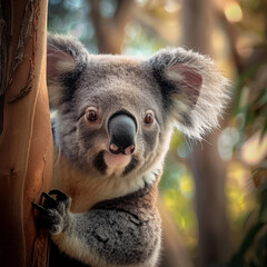 Fototapeta premium Marsupial koala cute fur, AI Generative