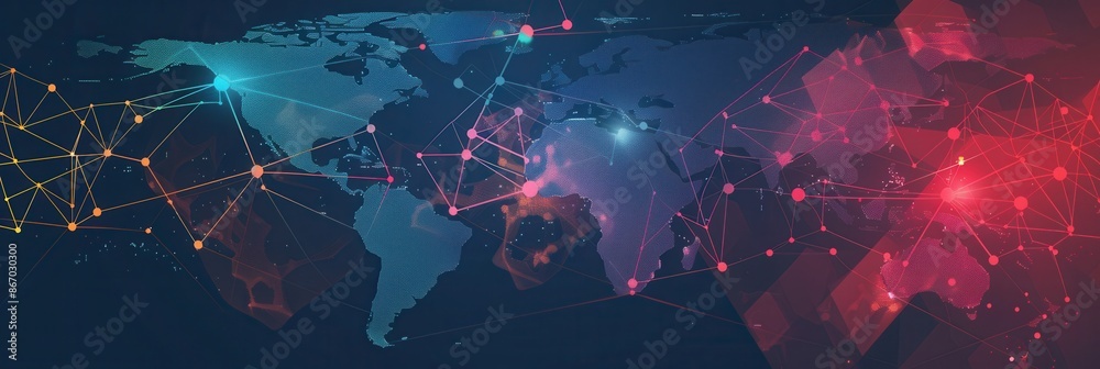 Aufkleber minimalist world map with highlighted routes, symbolizing global travel and connectivity. perfect fo
