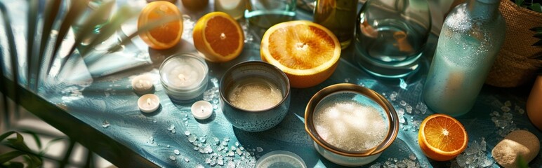 Spa Setting with Citrus and Candles