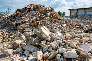 A Heap of Rubble Left Behind by Demolition