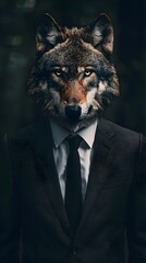 Fierce Wolf Executive in Dark Business Suit Concept Art