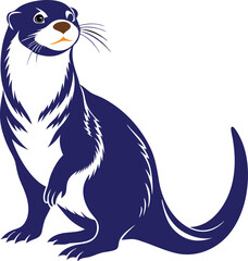 otter illustration full body high detail white background