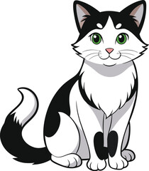 black and white cat vector  style