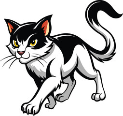 black and white cat vector drawing

