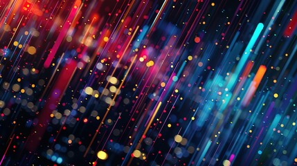 High-speed urban traffic on a city street during evening rush hour, with car headlights and busy night transport captured through motion blur lighting effects and abstract long exposure photography.