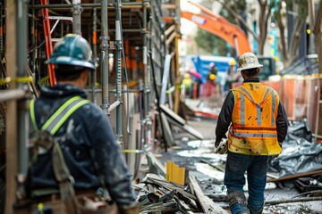 Construction Workers in a City Setting