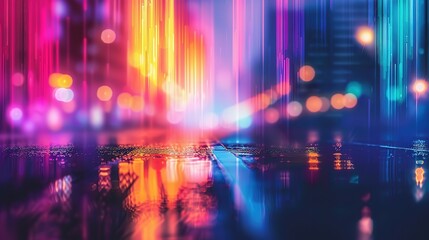 Fototapeta premium High-speed urban traffic on a city street during evening rush hour, with car headlights and busy night transport captured through motion blur lighting effects and abstract long exposure photography.