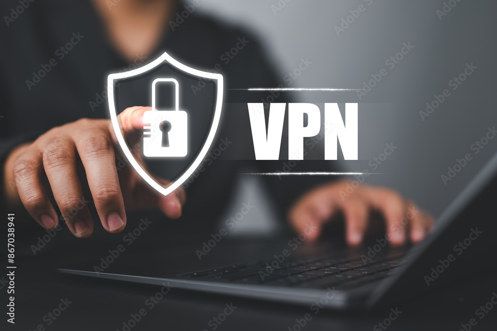 Aufkleber VPN Virtual private network protocol cyber ​​security and anonymous internet privacy connection technology.