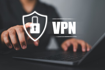 VPN Virtual private network protocol cyber ​​security and anonymous internet privacy connection technology.
