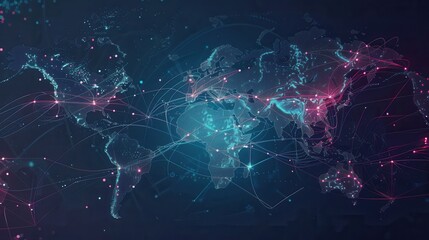 A simple, symbolic image featuring a world map with highlighted routes for global travel. Ideal for travel agencies and booking services. Generative AI
