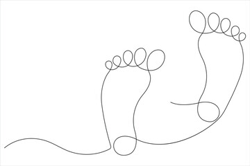 Continuous single line art drawing of human footprint icon vector illustration
