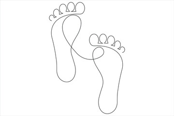 Continuous single line art drawing of human footprint icon vector illustration
