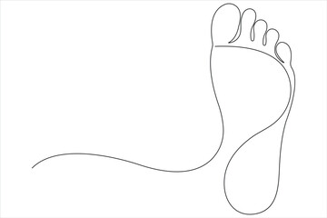 Continuous one line art drawing of human footprint vector