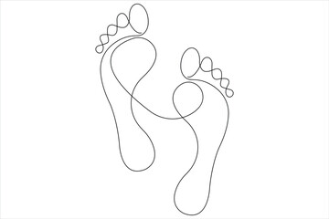 Continuous single line art drawing of human footprint icon vector illustration
