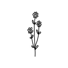 Hand drawn flowers and plants. Monochrome vector illustrations in sketch style.