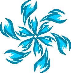 a blue fire isolated on white.