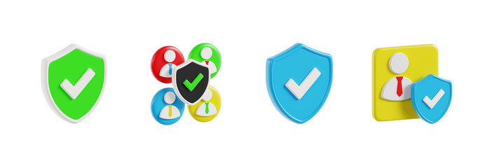 3d icon of Approved Shield, Security Team, User Security. Protection and Security 3d set. Transparent background