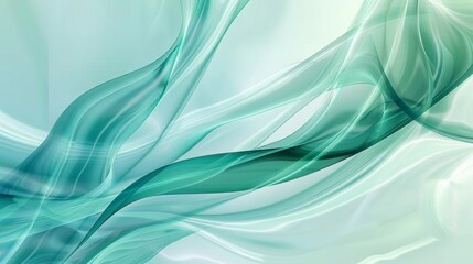 Elegant Turquoise Waves Abstract Wallpaper - Fluid Motion Art with Green and Blue Lines on a Clean White Background