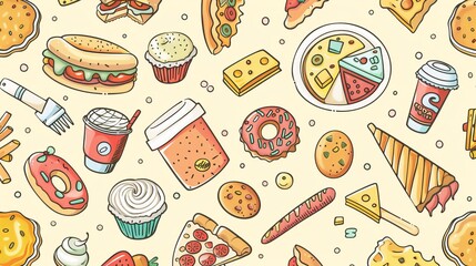 Fun and Cute Food and Snacks Coloring Book for Seniors, Adults & Kids