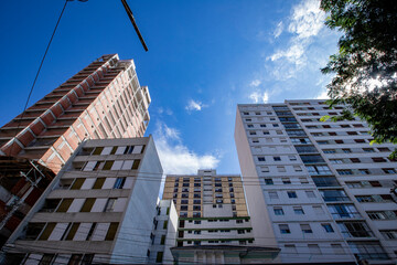 Obraz premium Real estate developments under construction causing a chaotic view and urban disorder in the city of Sao Paulo, Brazil