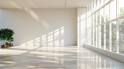 Fototapeta premium Empty room with white walls and wooden floor. 3D rendering.