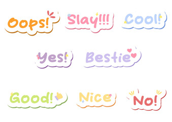 set of bubble speech lettering
