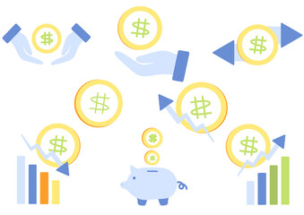 set of money business illustration, finance, financial, banking, bank