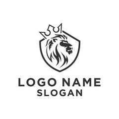 simple crowned black lion head logo