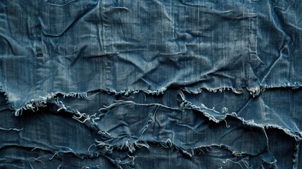 Fototapeta premium Texture created by ripped denim fabric Denim fabric for garment construction