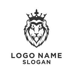 simple crowned black lion head logo