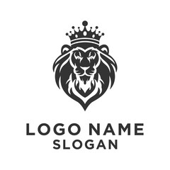 simple crowned black lion head logo