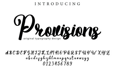 Provisions Font Stylish brush painted an uppercase vector letters, alphabet, typeface
