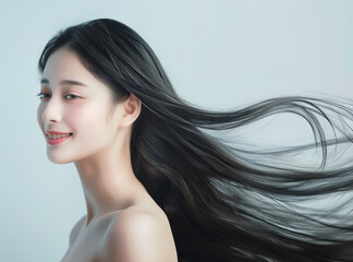 美しい髪の毛の女性