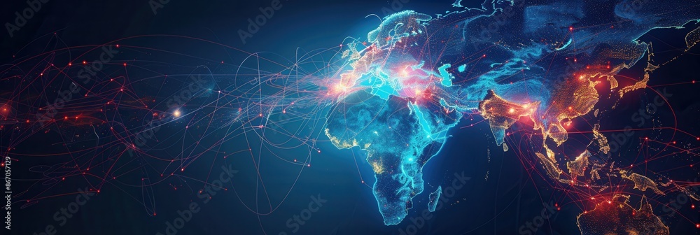 Aufkleber a minimalist world map with highlighted travel routes, showcasing global connectivity and travel opp