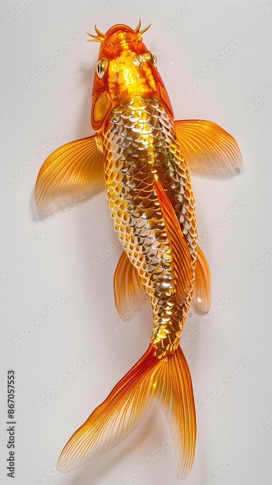 Canvas Prints Stunning Golden Barb Fish with Intricate Patterns on White Background Concept