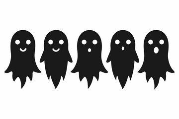 Halloween ghosts silhouette vector set, Collection of Halloween ghost silhouettes
