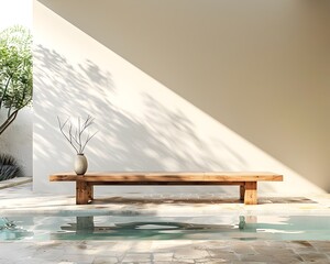 Minimalist Wooden Table by Serene Pool for Stylish Product Display