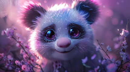 illustration a pretty animal, happy, full body, hyperrealistic 