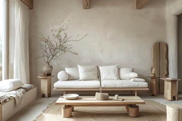 Fototapeta premium modern living room interior with white sofa