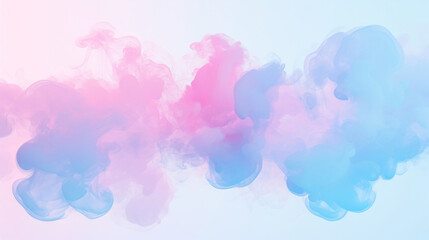 Abstract pink and blue smoke on a white background, with copy space text for dreamy, ethereal, and abstract