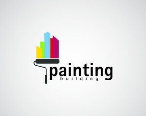 Obraz premium creative paint in the form of towering buildings with various colors and logo