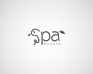creative combination of face and letter s with a line concept decorated with small leaves, logo