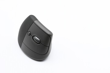 Ergonomic vertical mouse on a white background