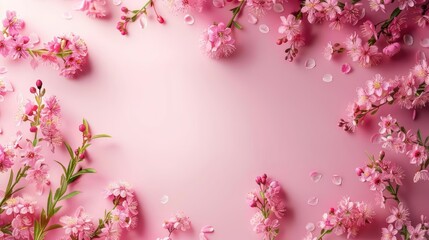Fototapeta premium Whispers of Spring, A Macro Flower Portrait Against Serene Pink