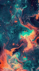 Fototapeta premium Colorful, space-themed abstract forms wallpaper. Beautiful abstract background. Space and galaxy theme.
