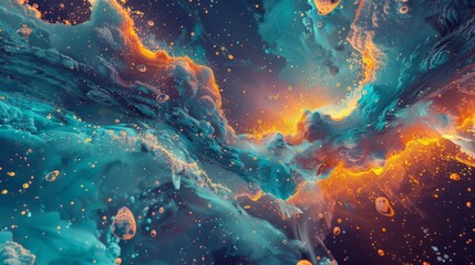 Colorful, space-themed abstract forms wallpaper. Beautiful abstract background. Space and galaxy theme.
