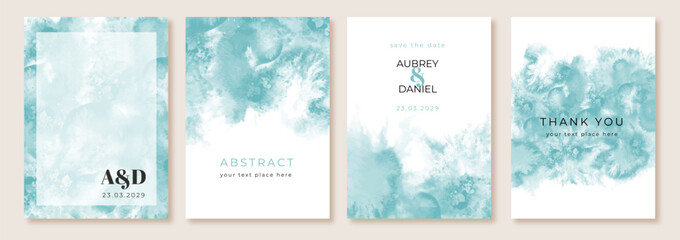 multipurpose card with blue turquoise abstract watercolor background